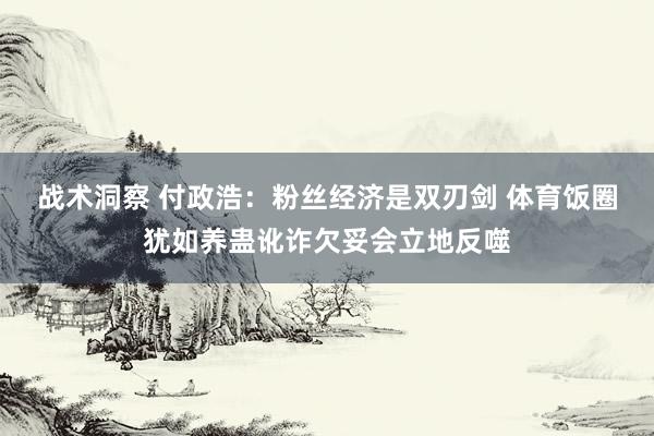 战术洞察 付政浩：粉丝经济是双刃剑 体育饭圈犹如养蛊讹诈欠妥会立地反噬