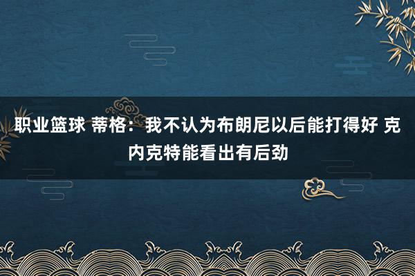 职业篮球 蒂格：我不认为布朗尼以后能打得好 克内克特能看出有后劲