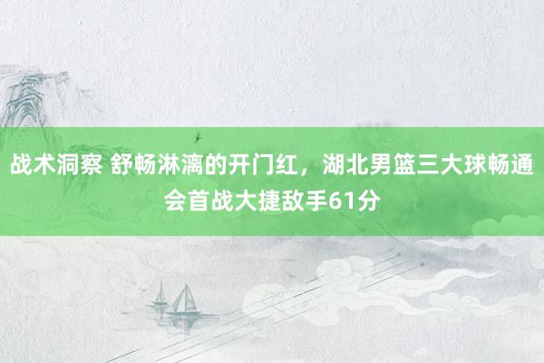 战术洞察 舒畅淋漓的开门红，湖北男篮三大球畅通会首战大捷敌手61分