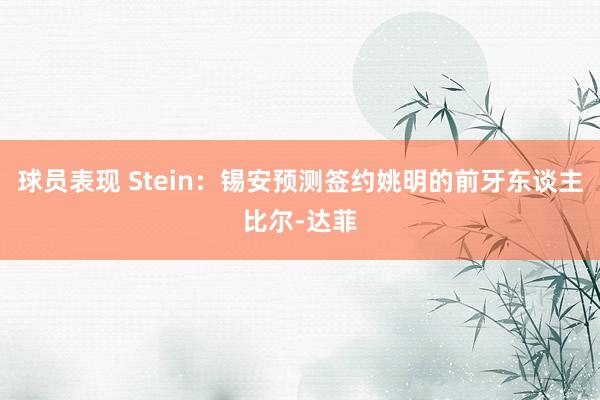 球员表现 Stein：锡安预测签约姚明的前牙东谈主比尔-达菲