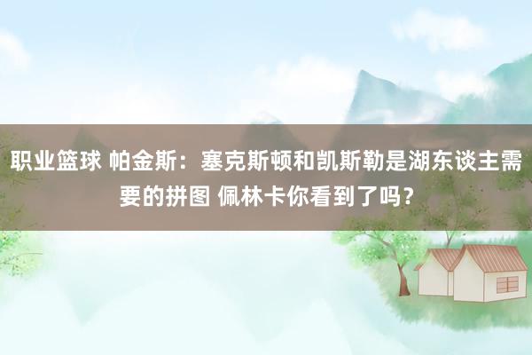 职业篮球 帕金斯：塞克斯顿和凯斯勒是湖东谈主需要的拼图 佩林卡你看到了吗？