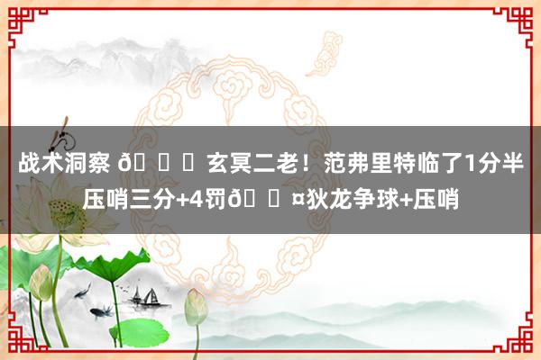 战术洞察 🚀玄冥二老！范弗里特临了1分半压哨三分+4罚😤狄龙争球+压哨