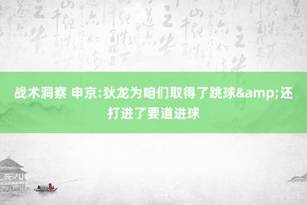 战术洞察 申京:狄龙为咱们取得了跳球&还打进了要道进球