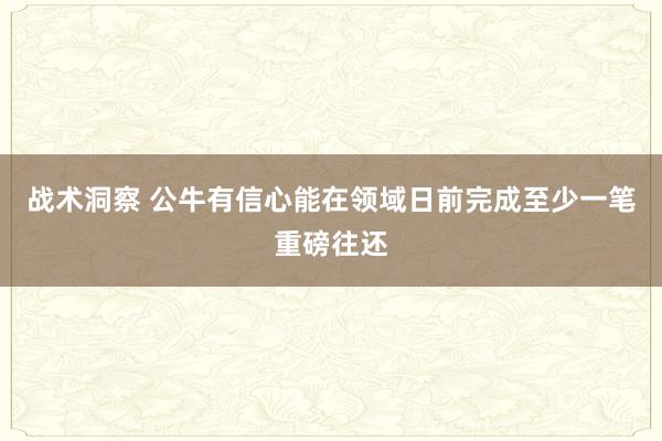 战术洞察 公牛有信心能在领域日前完成至少一笔重磅往还