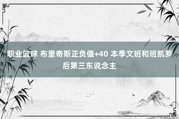 职业篮球 布里奇斯正负值+40 本季文班和班凯罗后第三东说念主