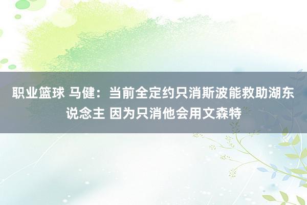 职业篮球 马健：当前全定约只消斯波能救助湖东说念主 因为只消他会用文森特