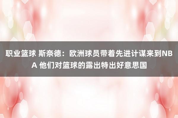 职业篮球 斯奈德：欧洲球员带着先进计谋来到NBA 他们对篮球的露出特出好意思国