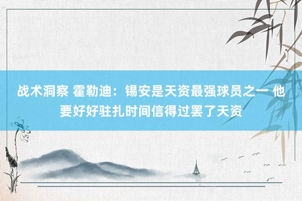 战术洞察 霍勒迪：锡安是天资最强球员之一 他要好好驻扎时间信得过罢了天资