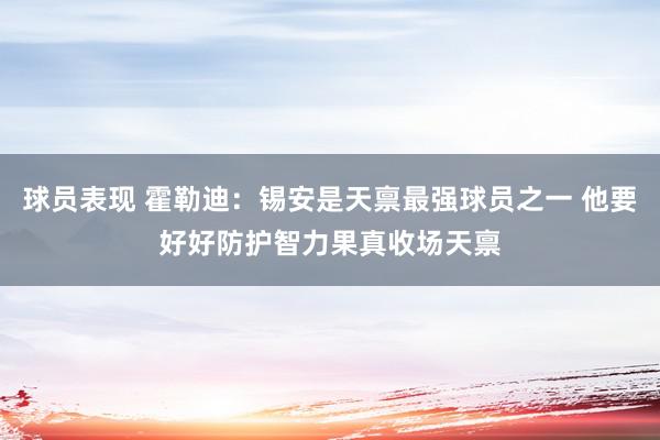 球员表现 霍勒迪：锡安是天禀最强球员之一 他要好好防护智力果真收场天禀