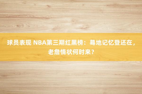 球员表现 NBA第三期红黑榜：蓦地记忆登还在，老詹情状何时来？