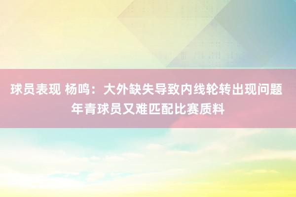 球员表现 杨鸣：大外缺失导致内线轮转出现问题 年青球员又难匹配比赛质料