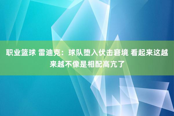 职业篮球 雷迪克：球队堕入伏击窘境 看起来这越来越不像是相配高亢了