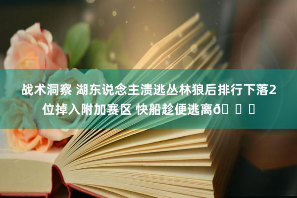 战术洞察 湖东说念主溃逃丛林狼后排行下落2位掉入附加赛区 快船趁便逃离😋