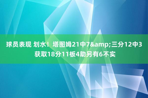 球员表现 划水！塔图姆21中7&三分12中3 获取18分11板4助另有6不实