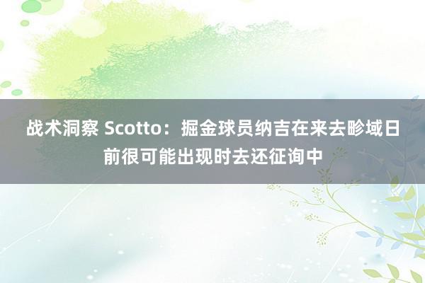 战术洞察 Scotto：掘金球员纳吉在来去畛域日前很可能出现时去还征询中