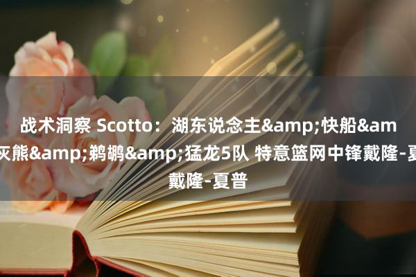 战术洞察 Scotto：湖东说念主&快船&灰熊&鹈鹕&猛龙5队 特意篮网中锋戴隆-夏普