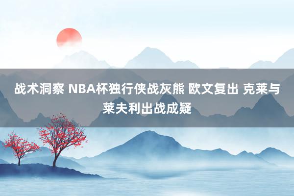 战术洞察 NBA杯独行侠战灰熊 欧文复出 克莱与莱夫利出战成疑