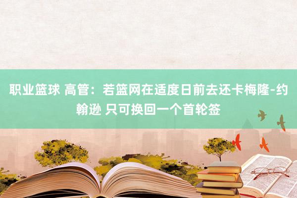 职业篮球 高管：若篮网在适度日前去还卡梅隆-约翰逊 只可换回一个首轮签