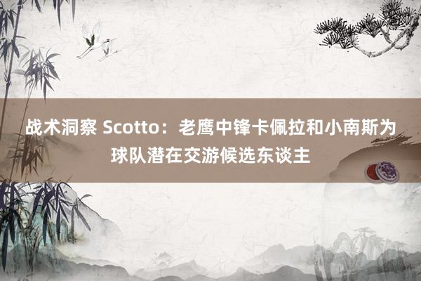 战术洞察 Scotto：老鹰中锋卡佩拉和小南斯为球队潜在交游候选东谈主